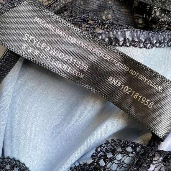 Dolls Kill Brand Widow Floral Black Satin Teddy Sleepwear Lingerie w Lace Trim - Picture 5 of 5